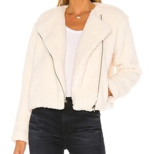 Jack by BB Dakota Ivory Country Roads Shearling Zip Crop Jacket Size Small